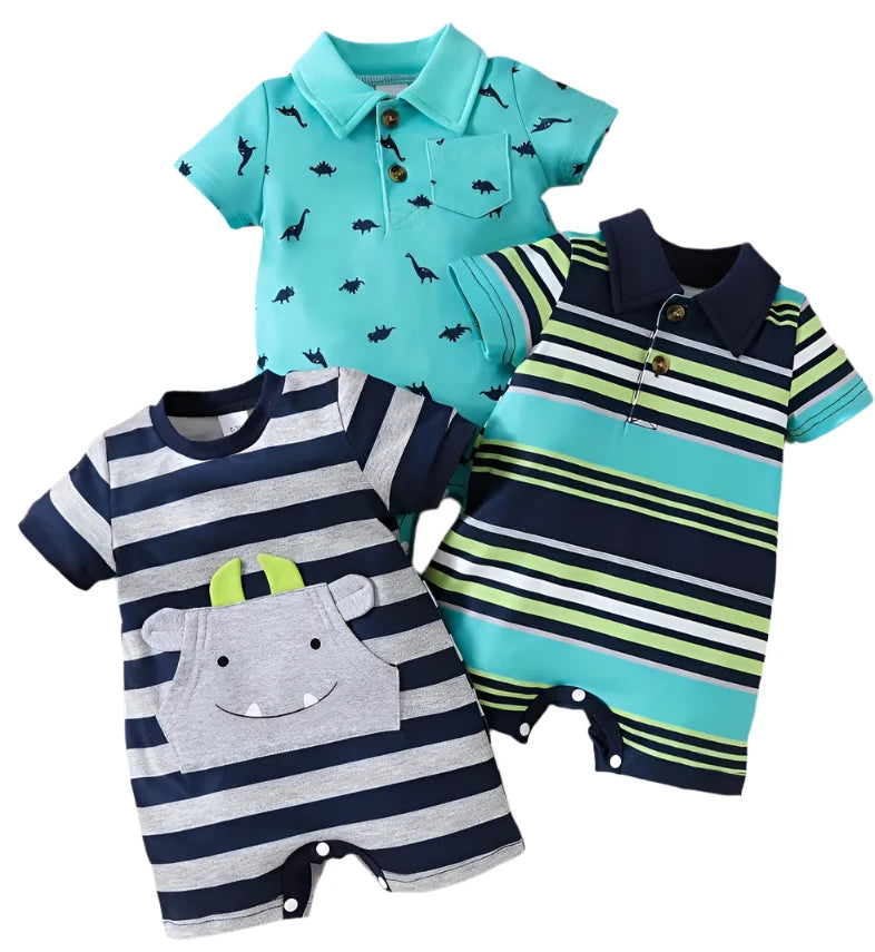 Baby Boys Short Sleeve Romper Set