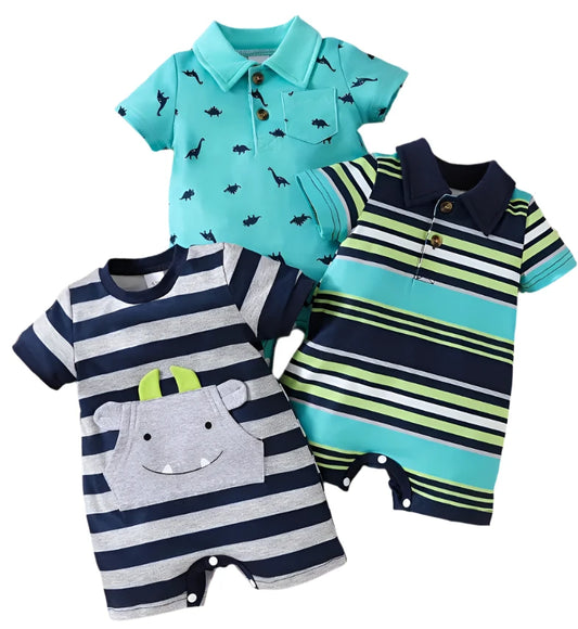 Baby Boys Short Sleeve Romper Set