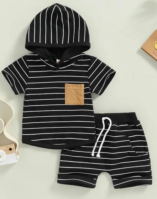 Baby Boys Hooded Sweatshirt and Short Set 6M
