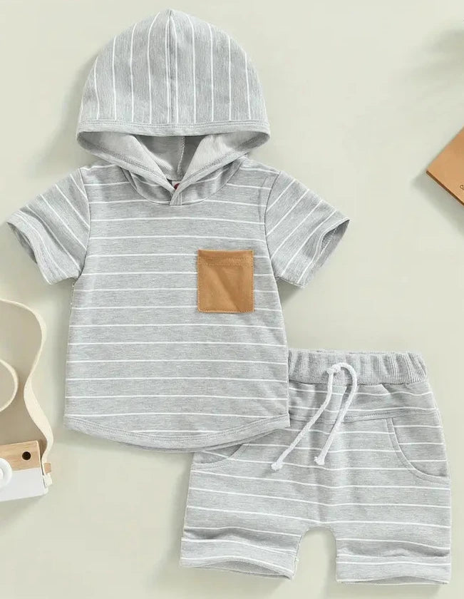 Baby Boys Hooded Sweatshirt and Short Set 6M
