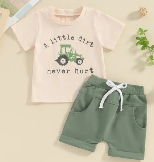 Baby Boy Toddler 2 Piece Set Tractor Print