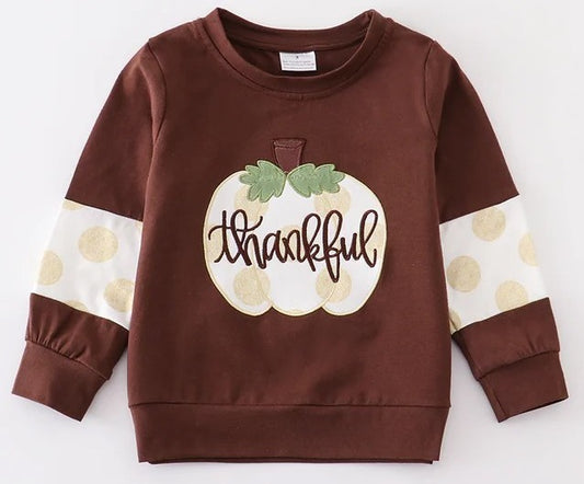 Thankful Dot Brown Sweatshirt