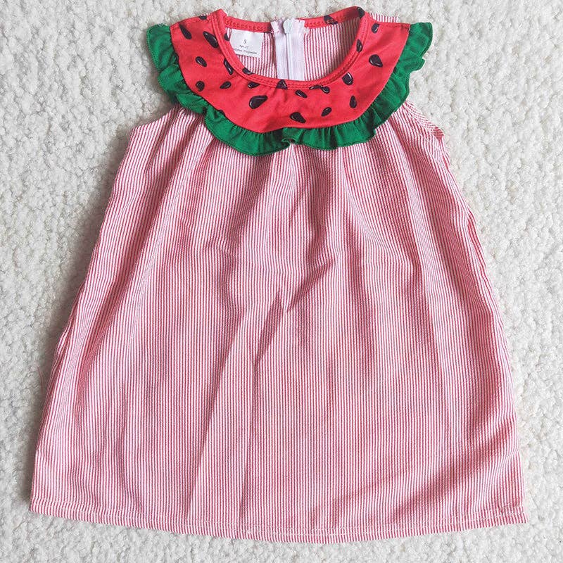 Girl Watermelon Striped Dress: