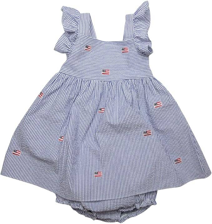 Girls Good Lad Brand  Flag Embroidered Dres