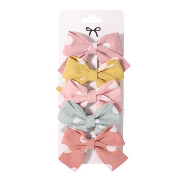 Girl Baby Colorful Floral Bow Hair Clip Set of 5: 5 / One Size