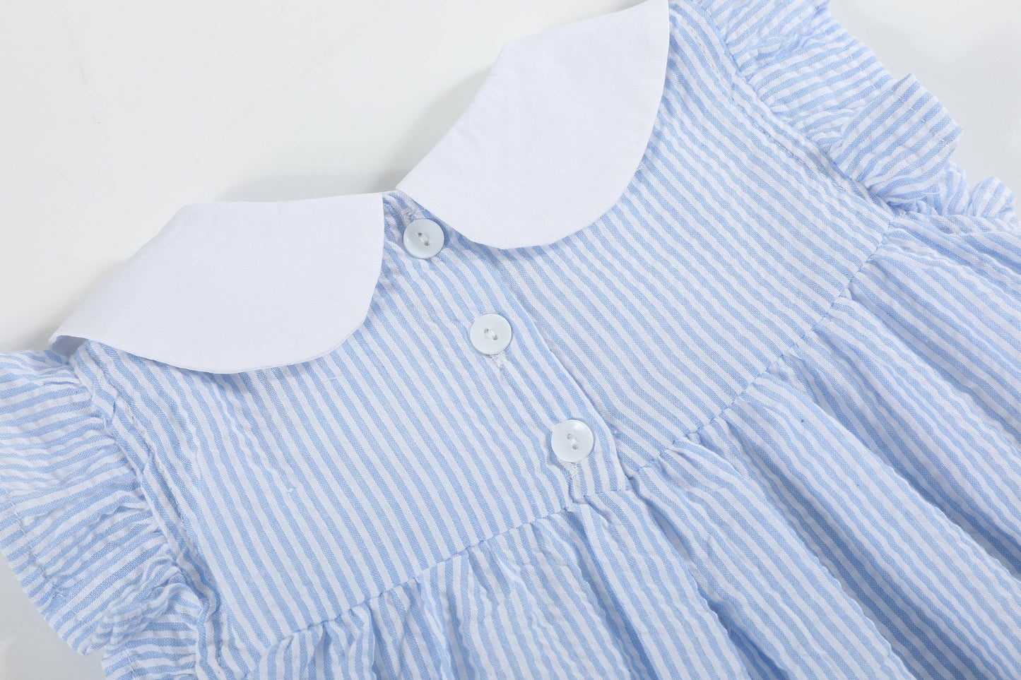 Blue and Pink Bow Ruffle Dress: