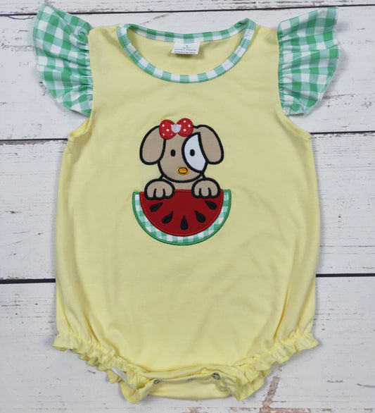 Baby Girls Watermelon Appliqué Romper: