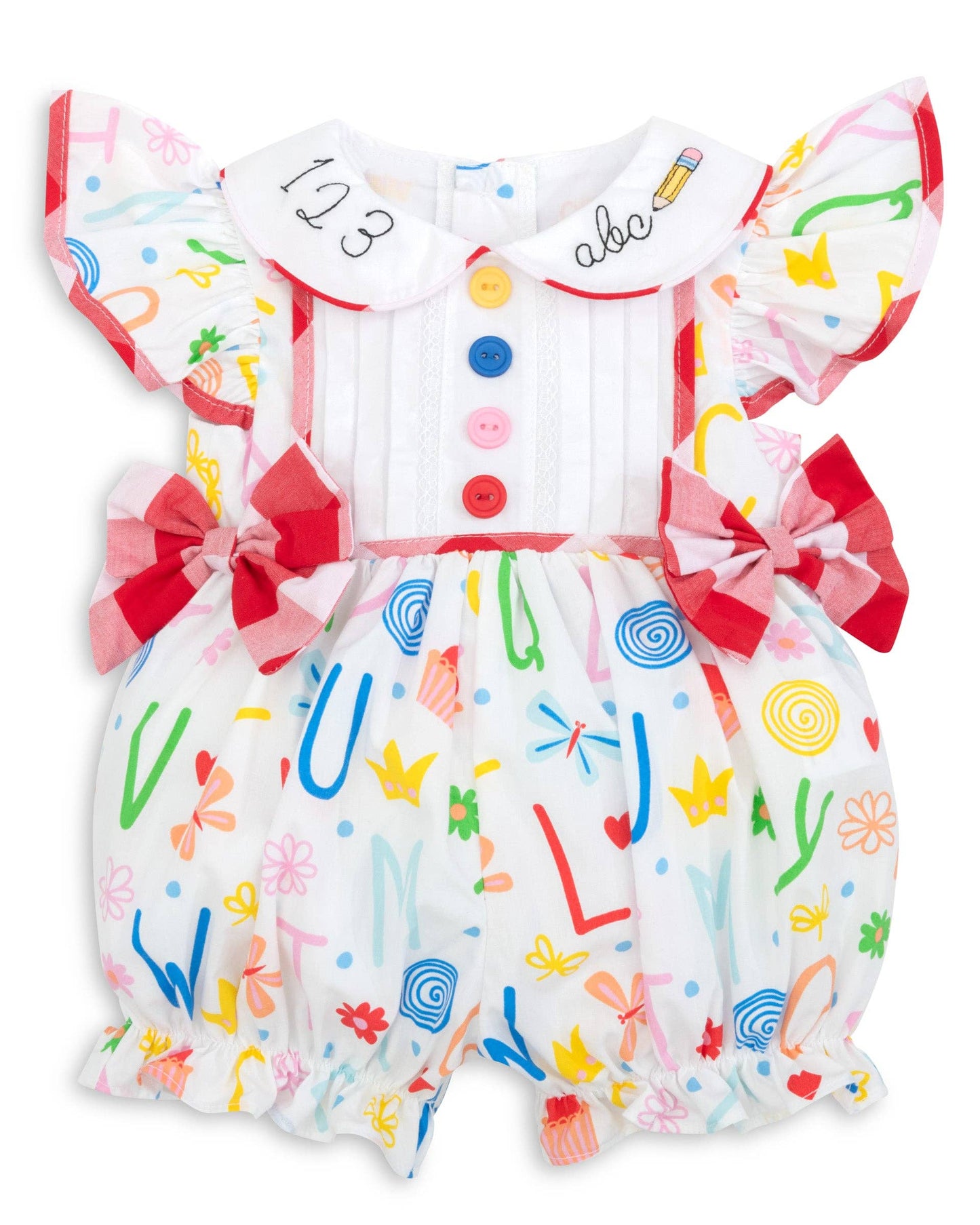 ABCs & 123s Alphabet Print Embroidered Collar Bubbles