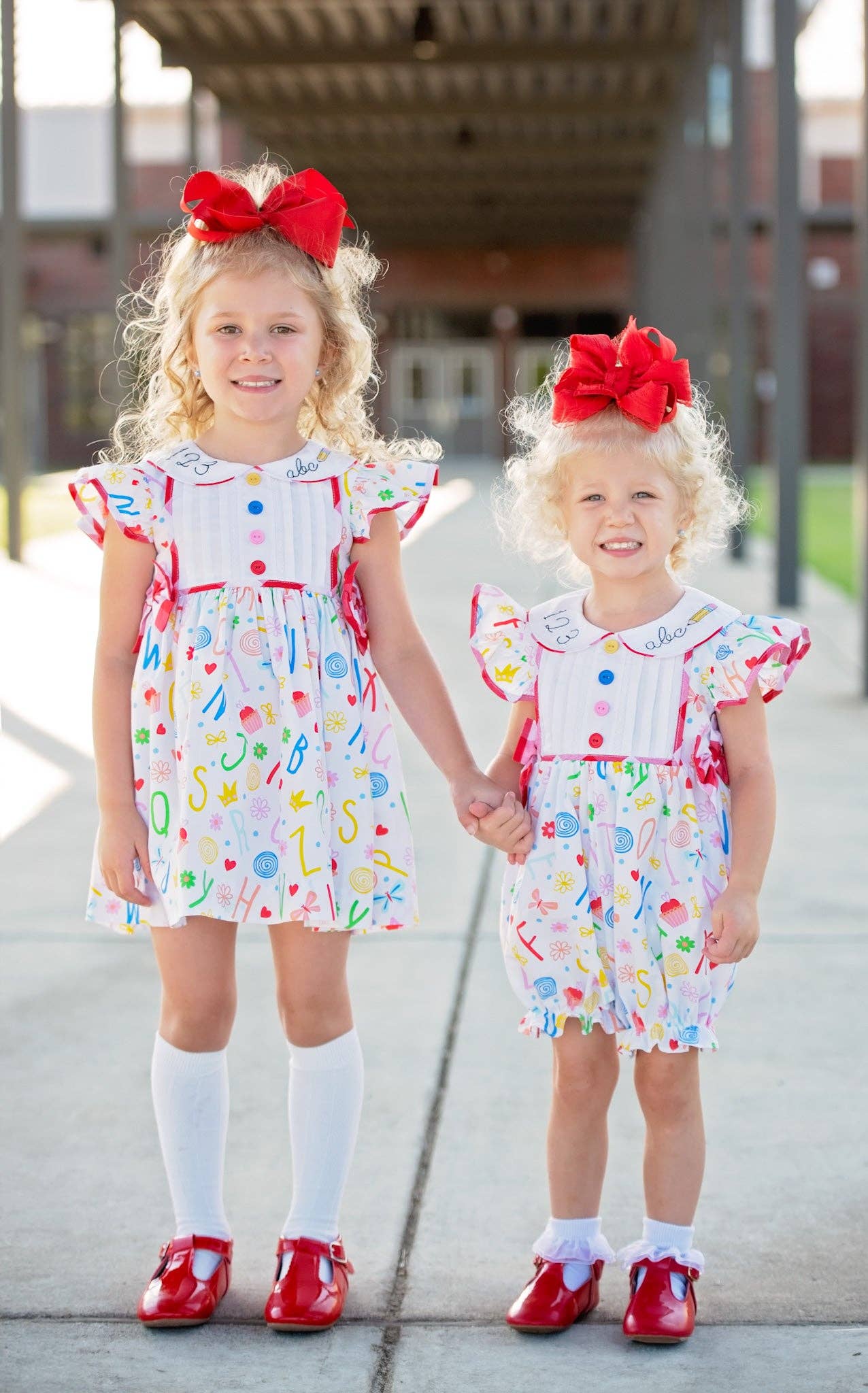 ABCs & 123s Alphabet Print Embroidered Collar Bubbles
