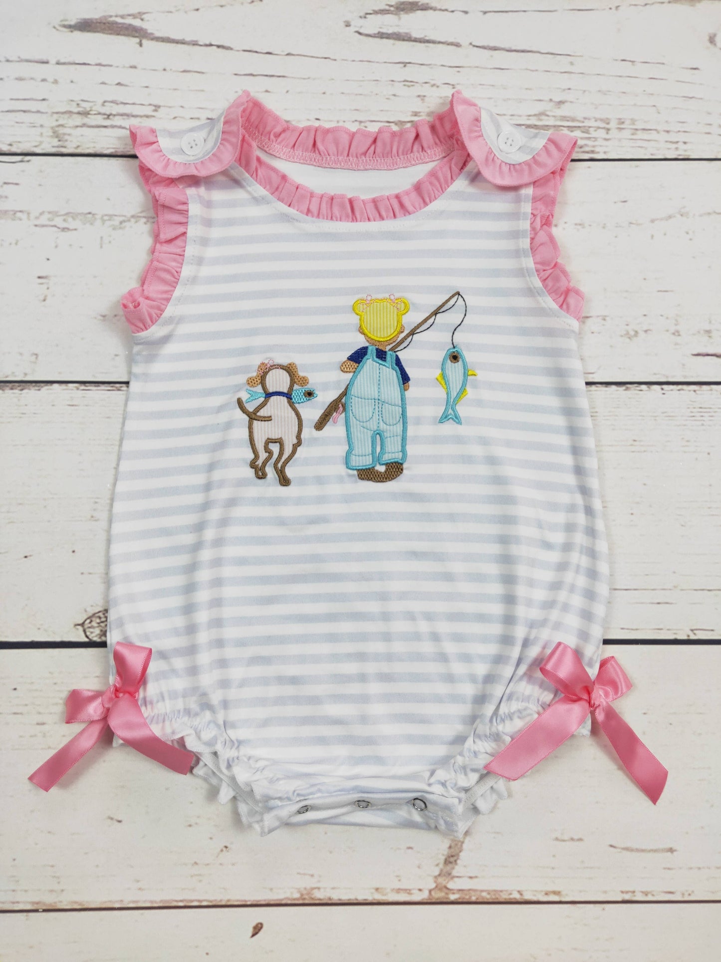 Baby Girl Fishing Lure Appliqué Bubble: