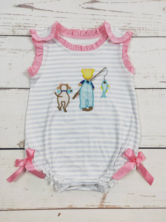 Baby Girl Fishing Lure Appliqué Bubble: