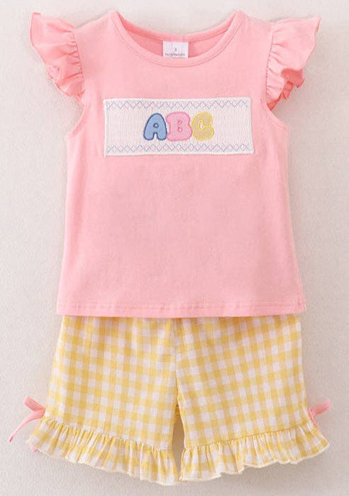 Back To School Girls "ABC" Embroidered Ruffle Set
