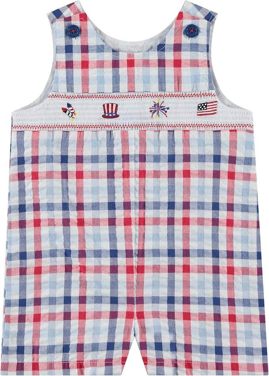 Good Lad Newborn/Infant Boys July 4th Smocked Shortall: