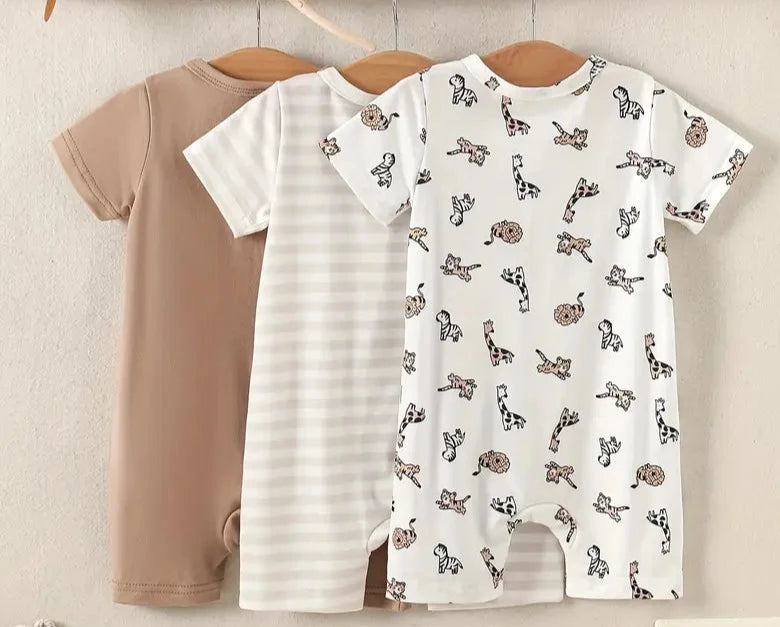 Baby Boy Cotton short all/body suit 3pc Set: 9-12M